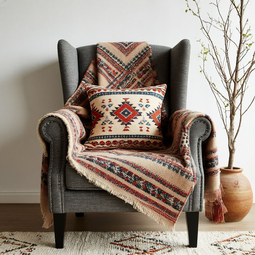 Accent textiles in minimalism