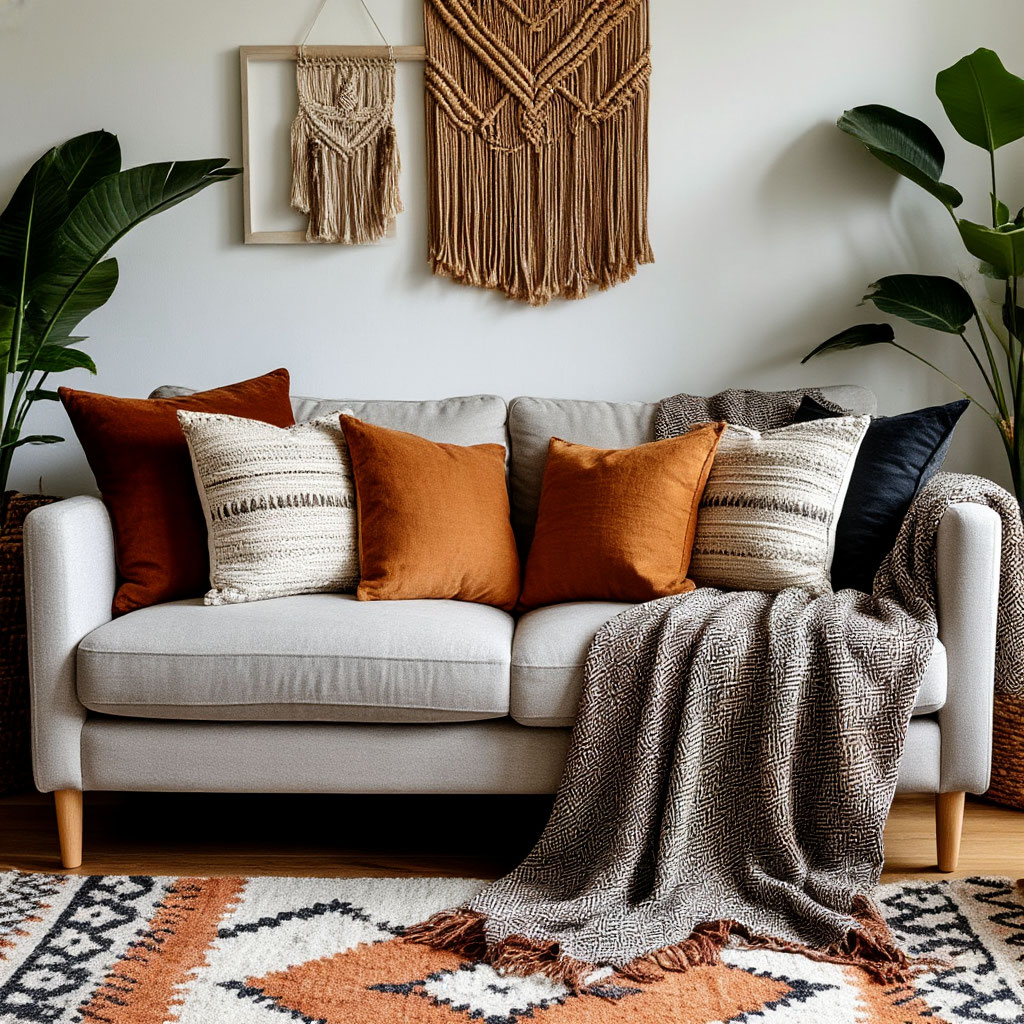 Affordable living room with stylish textiles