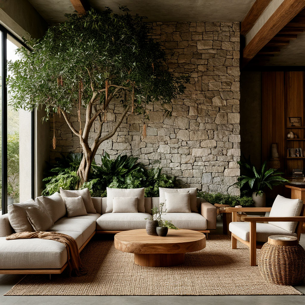 Biophilic living room design for 2025