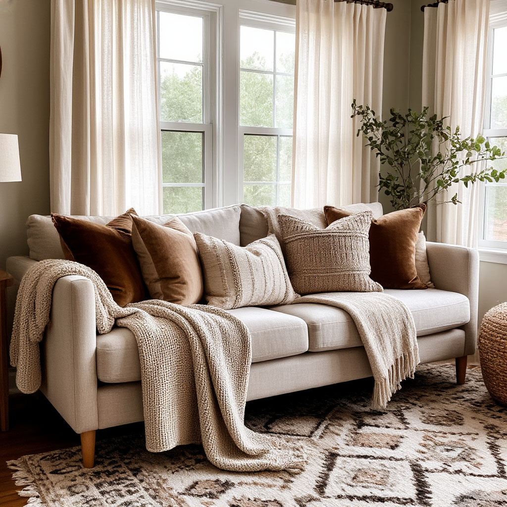 Budget living room makeover with affordable textiles