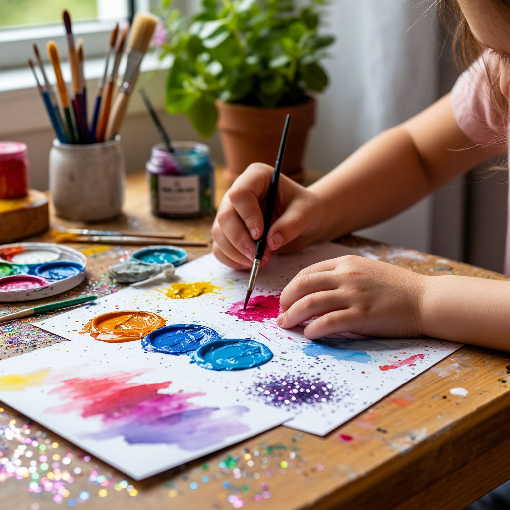 Child making DIY Mother's Day card