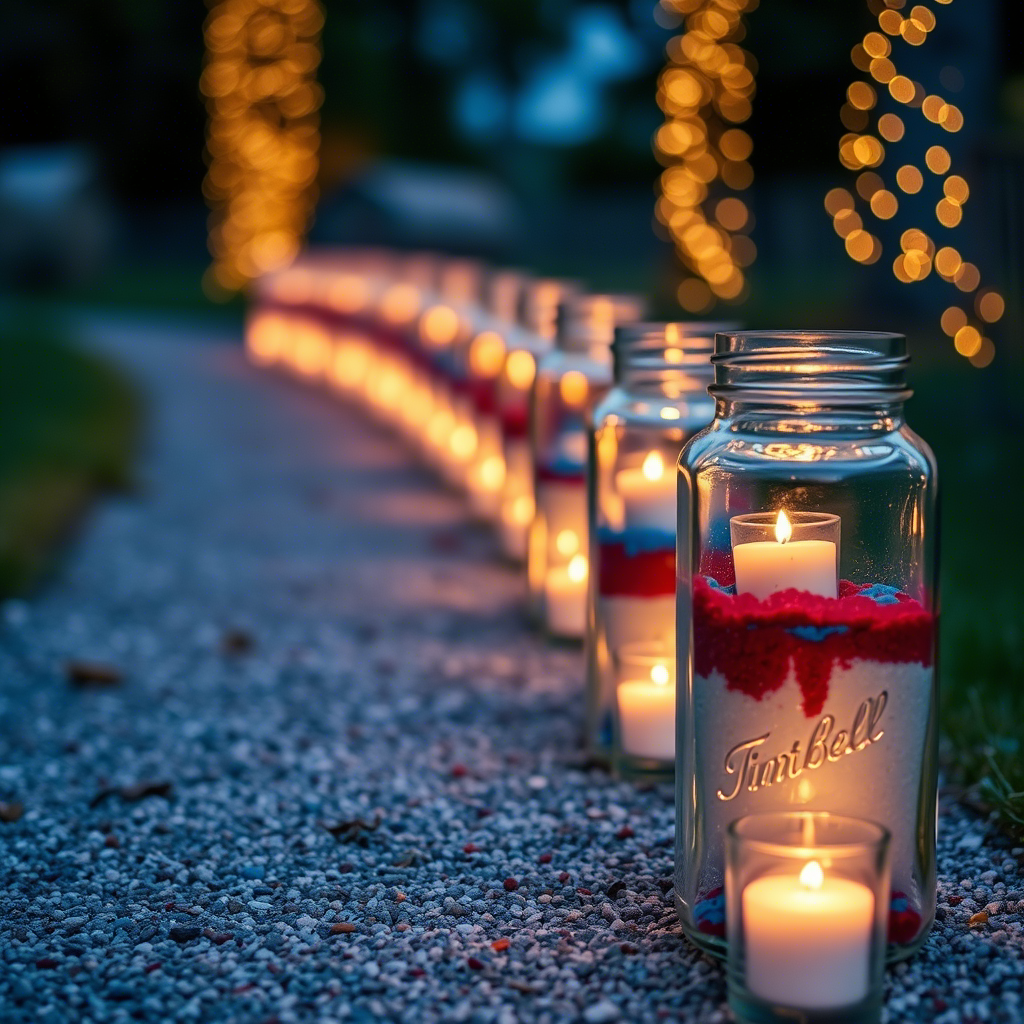 Colored sand candle jars for 4th of July