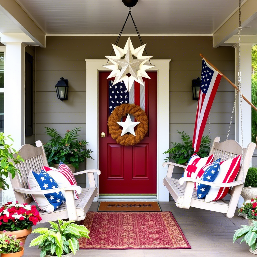 Cozy 4th of July porch decor