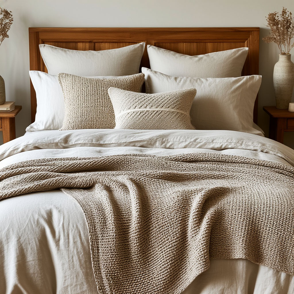 Cozy bedroom with textile details
