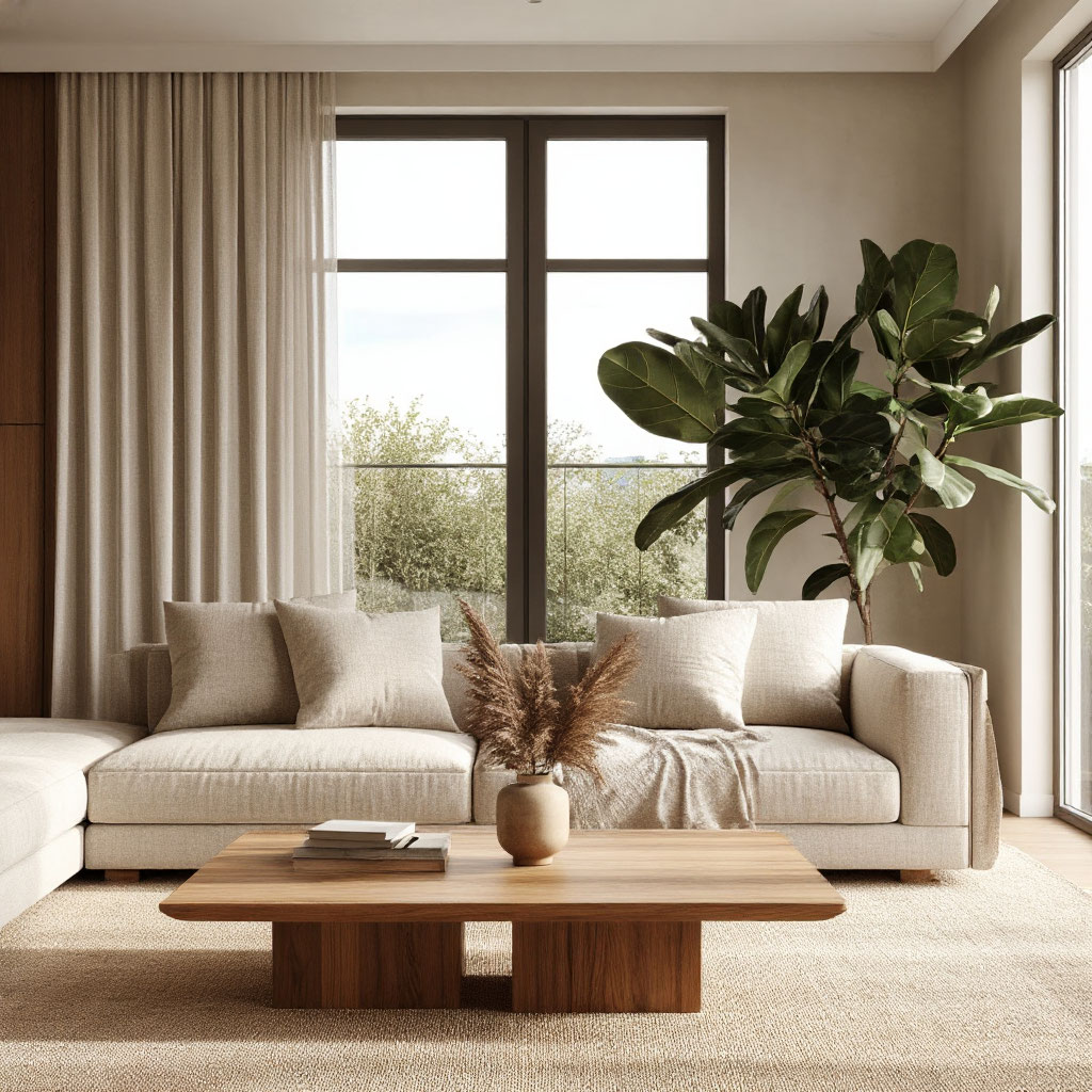 Cozy minimalism in a modern living room