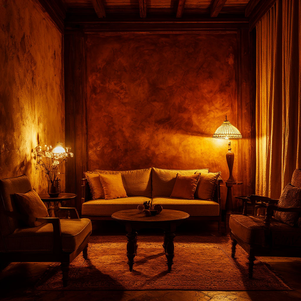 Evening lighting in living room