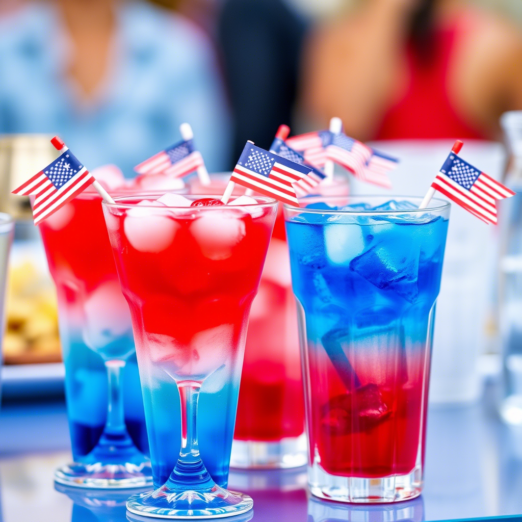 Festive patriotic cocktails with flags