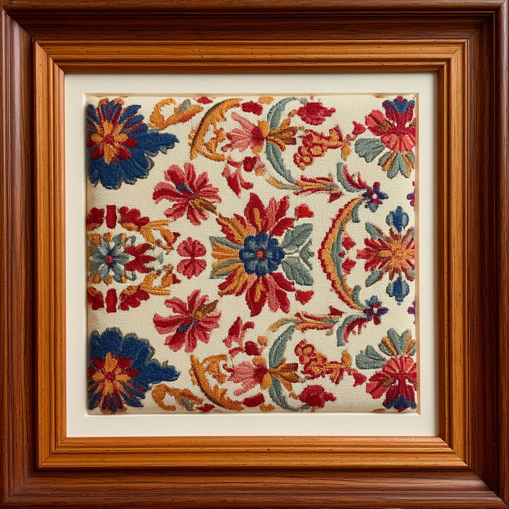 Framed textile art detail