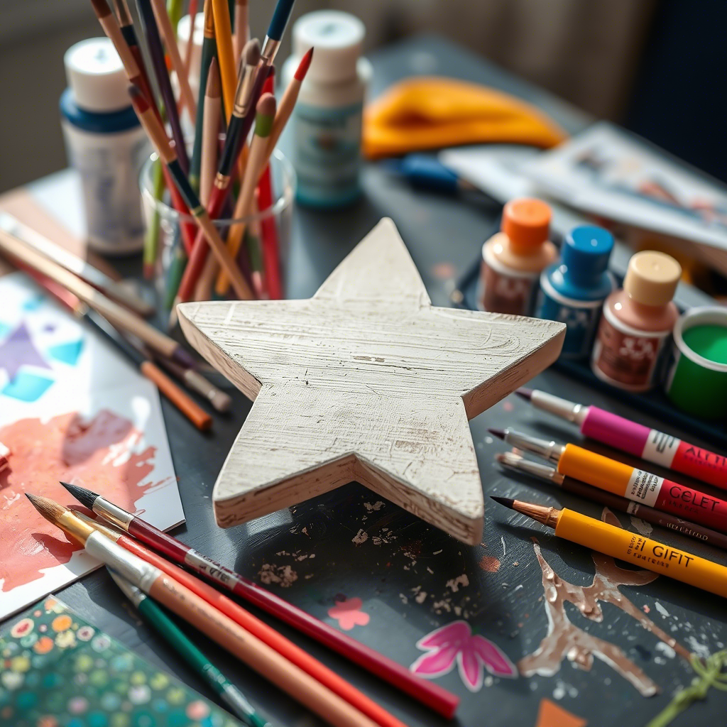 Hand-painted wooden star decorations