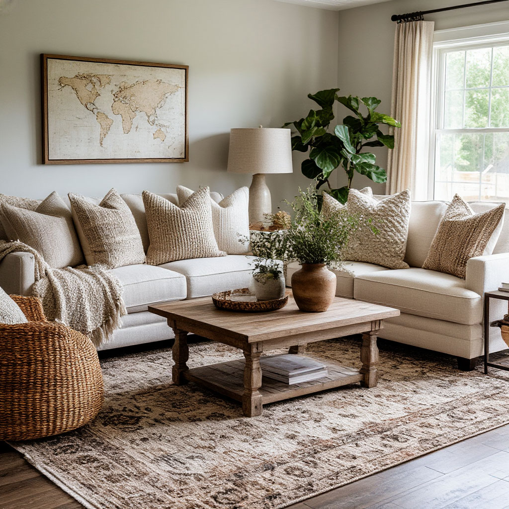Interior layout fix – properly scaled rug balancing furniture