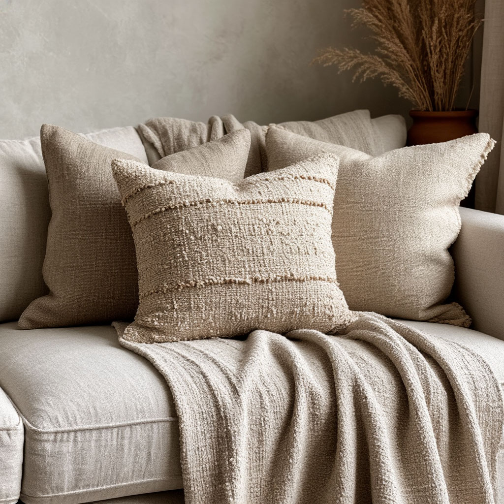 Layered textiles in seasonal colors