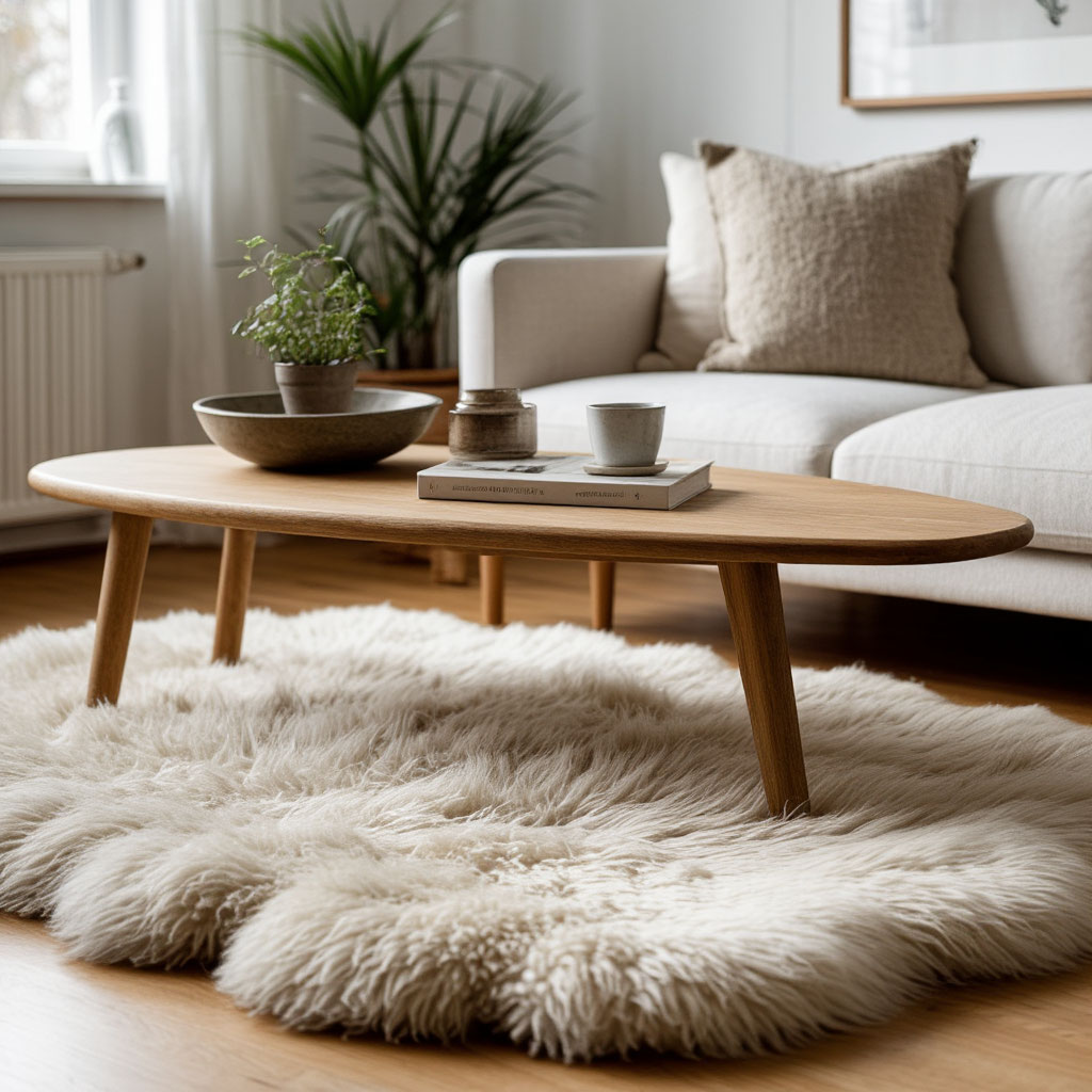 Luxury alpaca rug in modern home