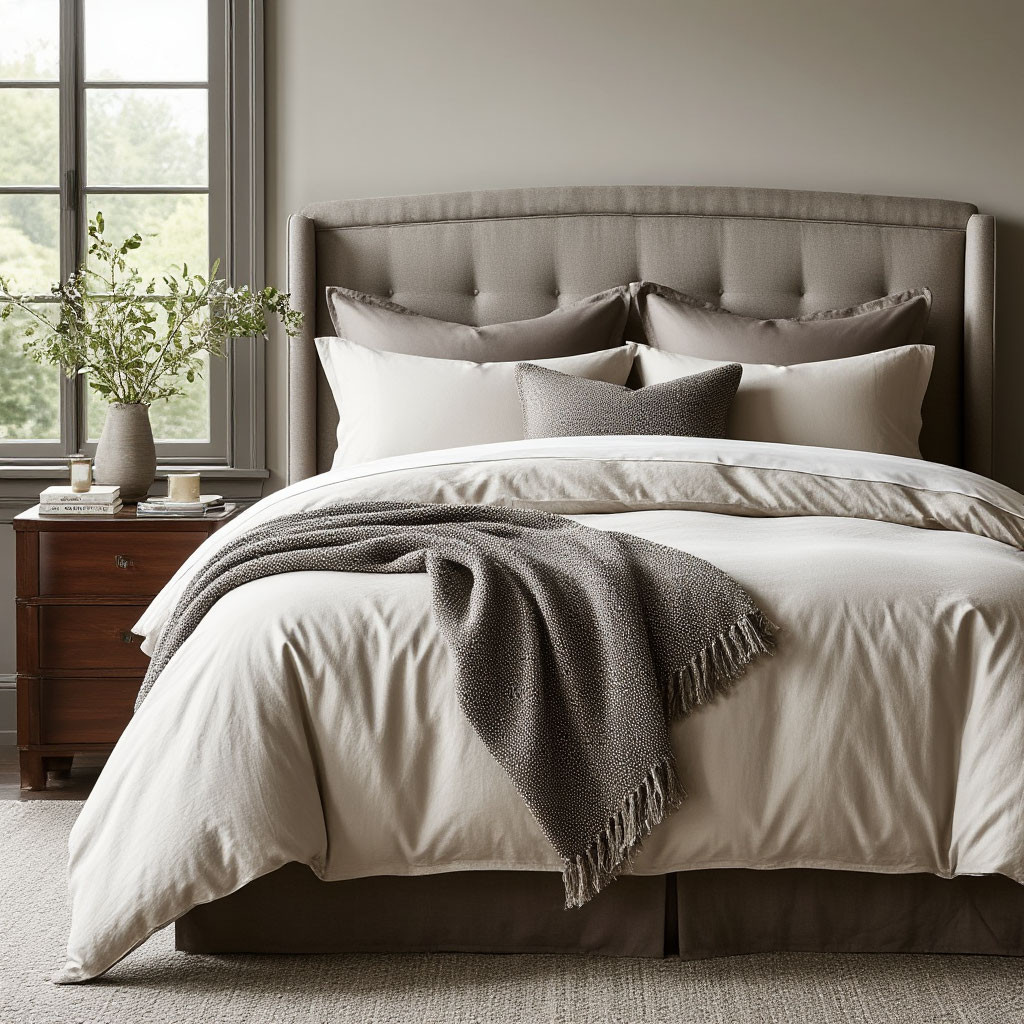 Luxury bedroom textile layers