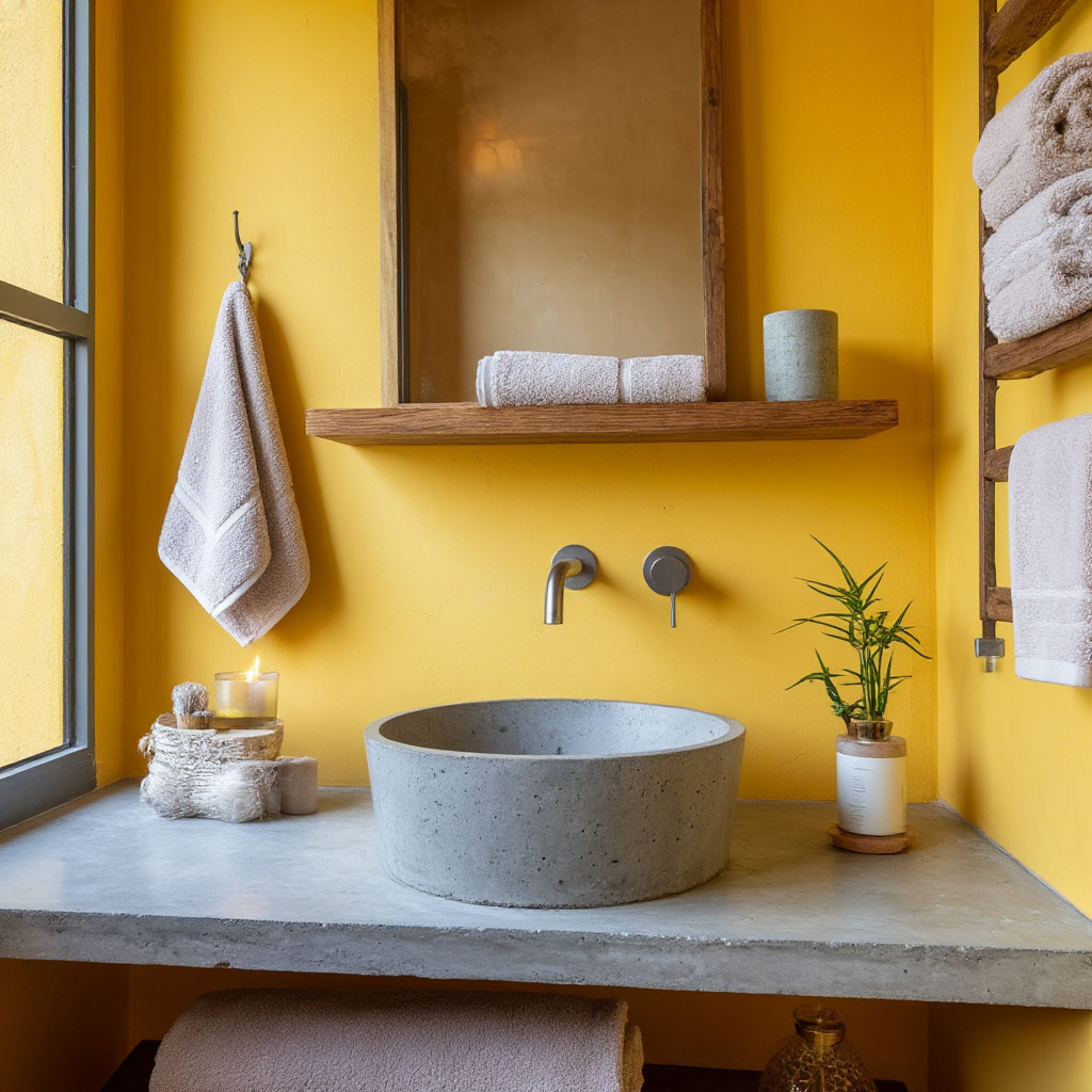Minimalist bathroom with cozy details