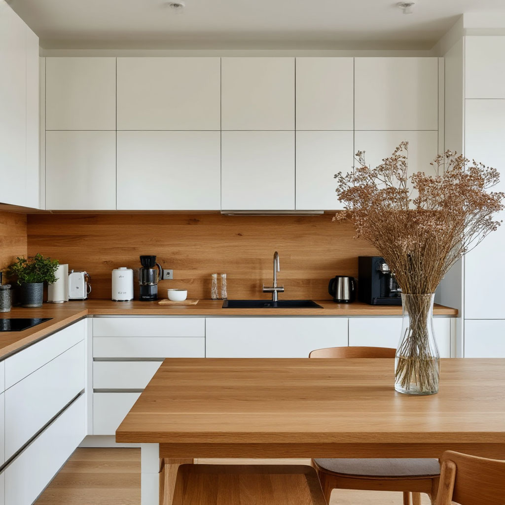 Minimalist kitchen with natural materials