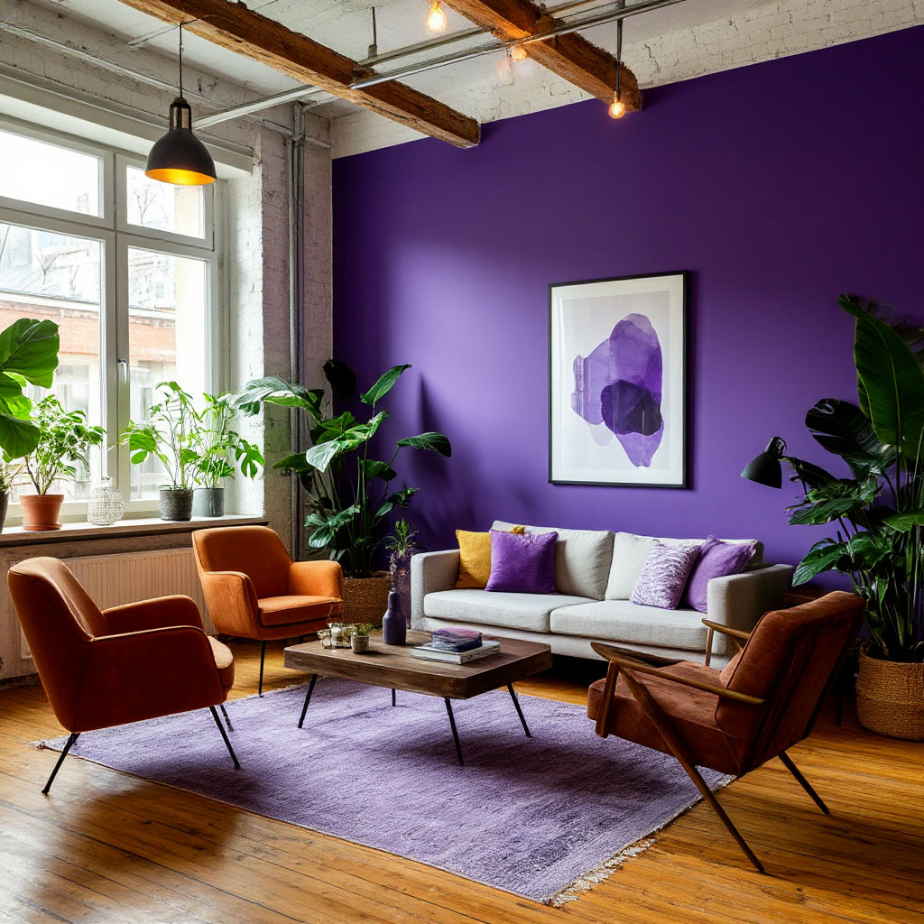 Modern purple accent wall
