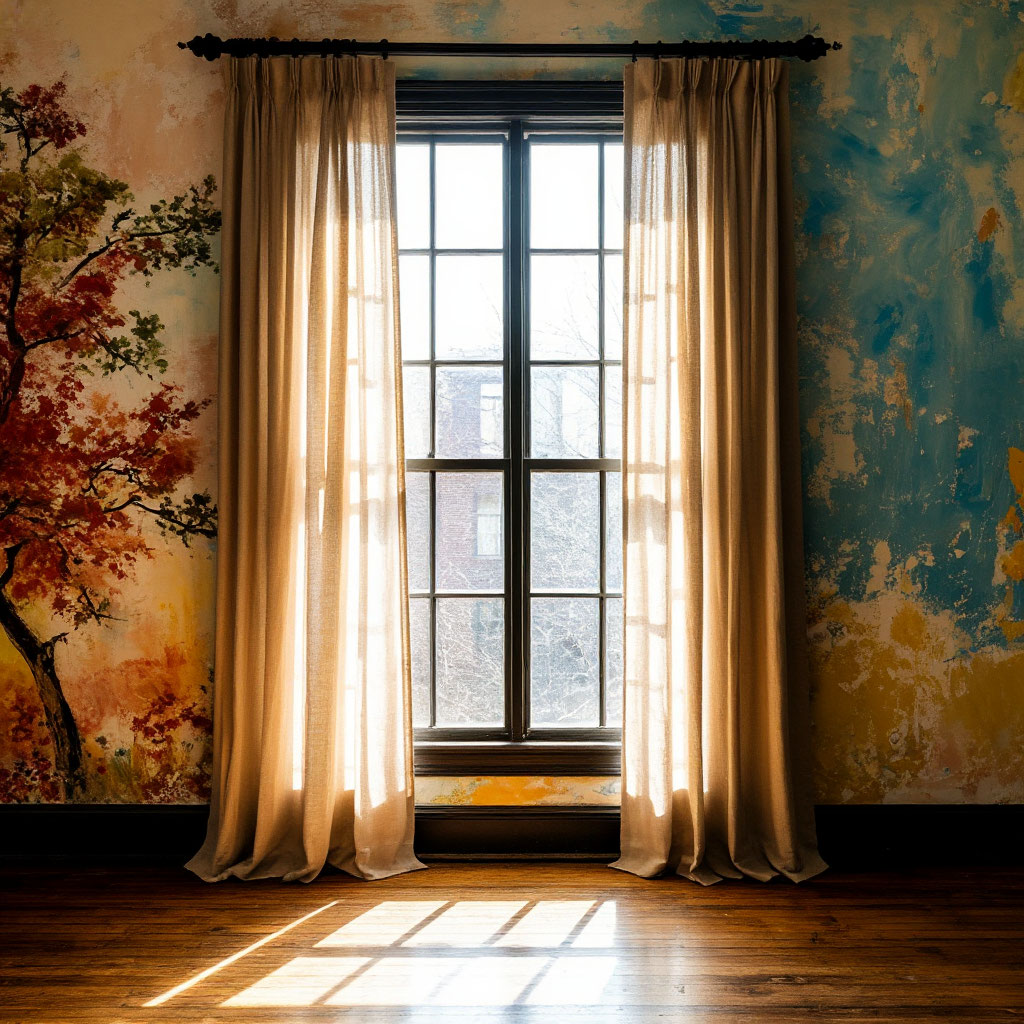 Sheer curtains with natural light