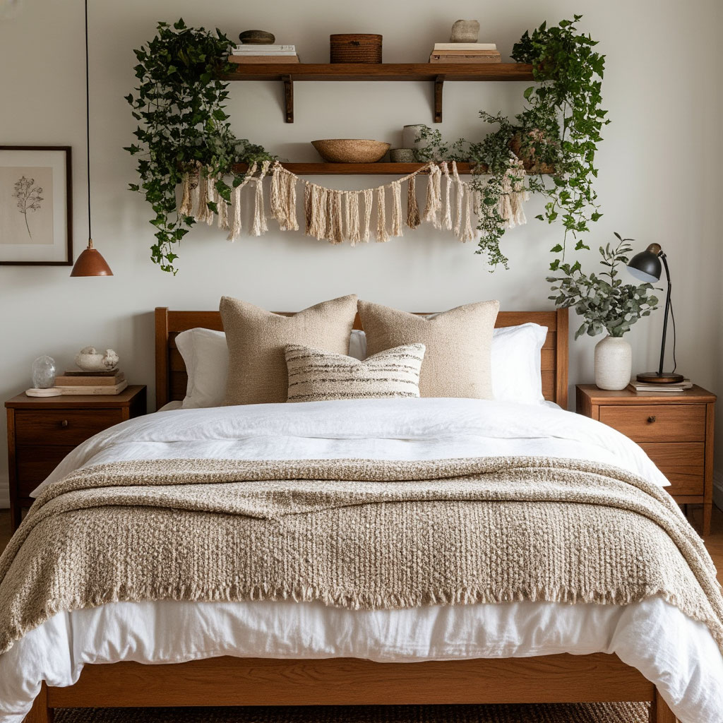 Stylish bedroom on a budget with DIY shelves"