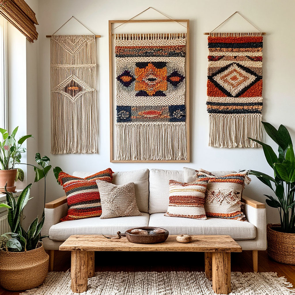 Textile gallery wall mix