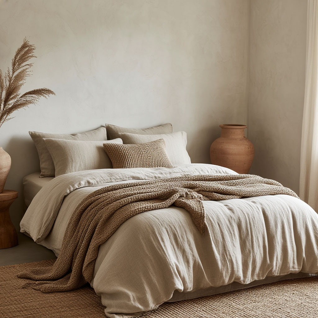 Textured minimalist bedroom decor