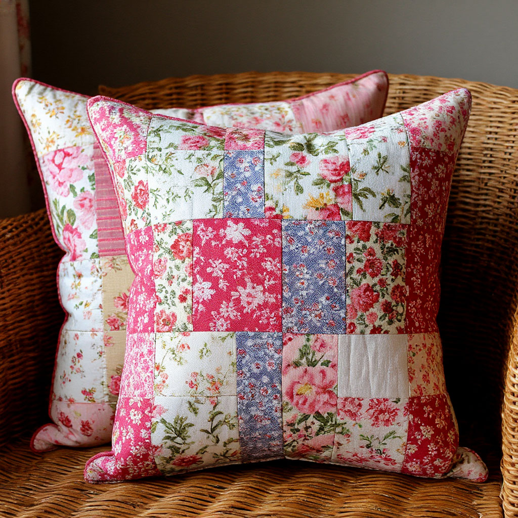 Vintage fabric scraps with floral patterns