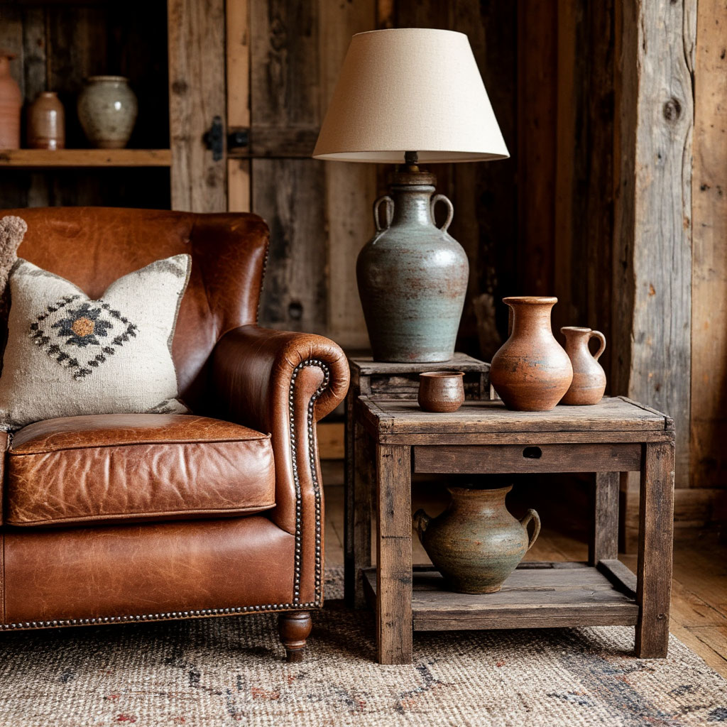 Vintage furniture and decor in a modern living room